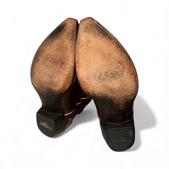 Vintage Old Gringo Women’s 10 B Chocolate Pink Leather Cowboy Boots Embroidered - Picture 4 of 9